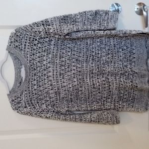 Large tunic length sweater.  100% cotton, gray/black/white crochet, Offer